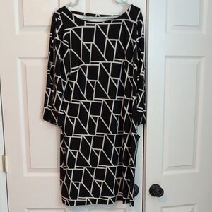 Studio One Geometric Black and White Dress Size 16 NWT